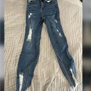 Distressed Blue Jeans